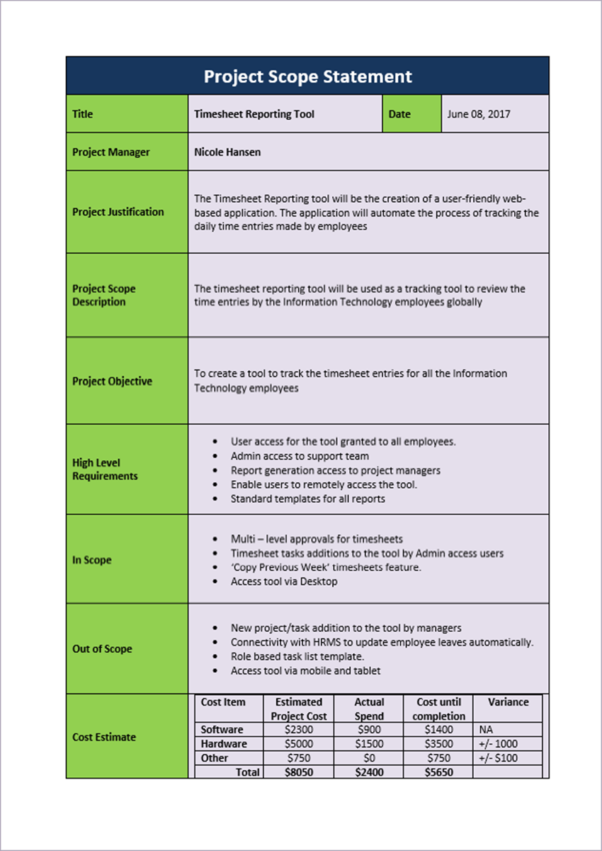 Project Scope Management Templates ITSM Docs ITSM Documents & Templates