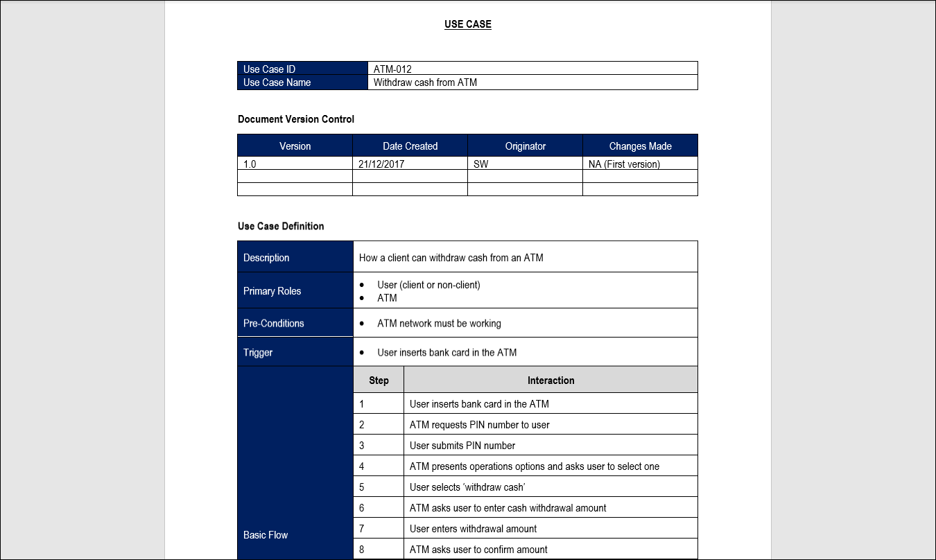 Use Case Template Word ITSM Docs ITSM Documents Templates
