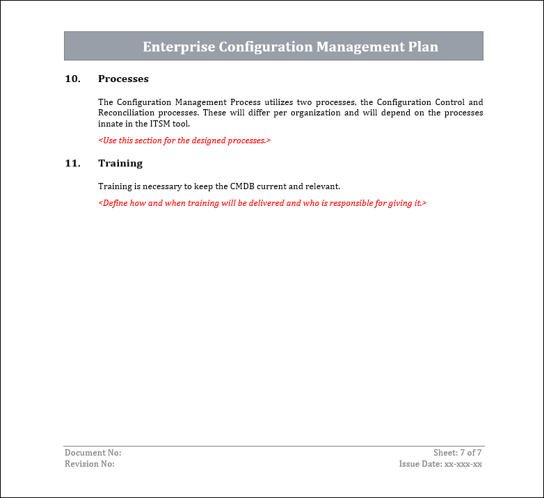 Enterprise Configuration management plan Templates