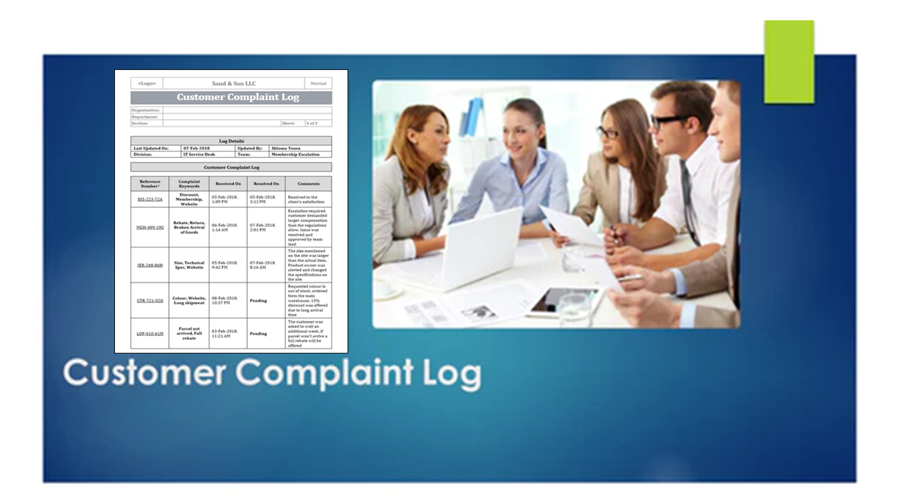 Complaint Log Graphics Customer Complaint Log – ITSM Docs - ITSM Documents & Templates
