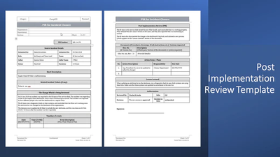 Post Implementation Review Template for Incident Closure