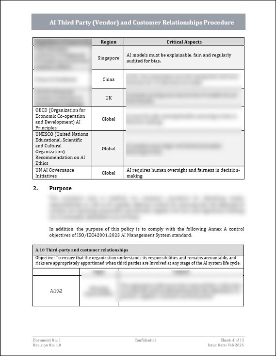 ISO 42001 AI Third Party and Customer Relationships Procedure