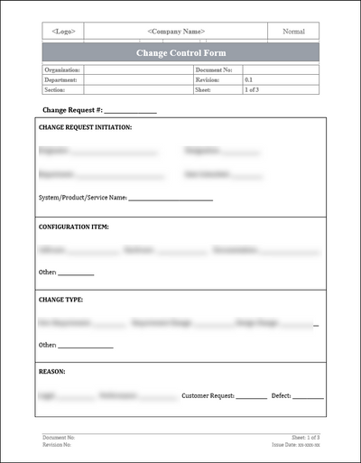 ISO 42001 Change Control Form Template