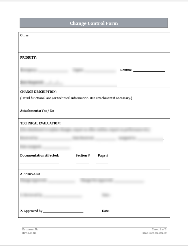 ISO 42001 Change Control Form Template