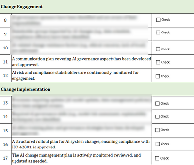 ISO 42001 AI Change Management Process Checklist Template