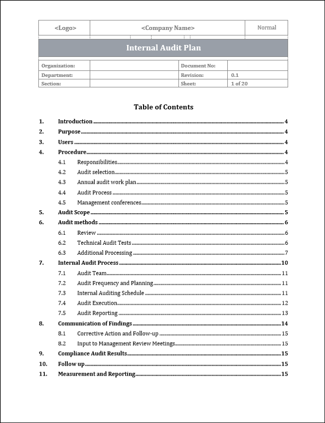ISO 42001 Internal Audit Plan Template