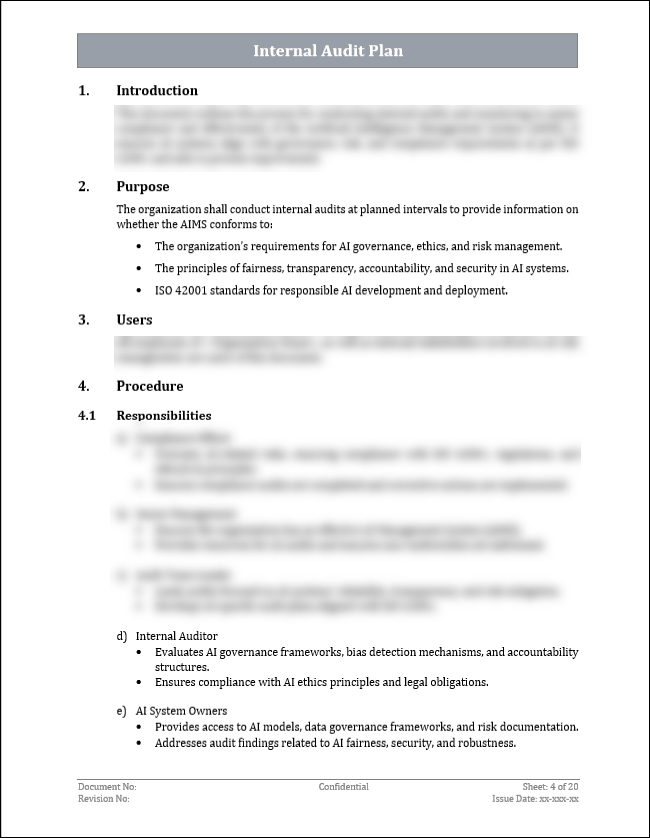 ISO 42001 Internal Audit Plan Template