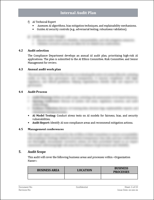 ISO 42001 Internal Audit Plan Template