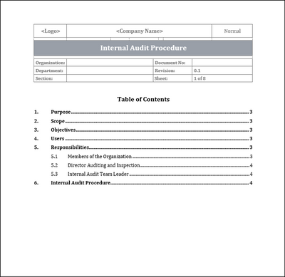 ISO 42001 Internal Audit Procedure Template