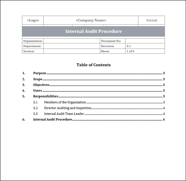 ISO 42001 Internal Audit Procedure Template