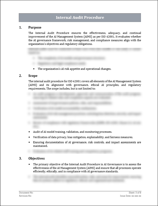 ISO 42001 Internal Audit Procedure Template