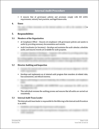 ISO 42001 Internal Audit Procedure Template