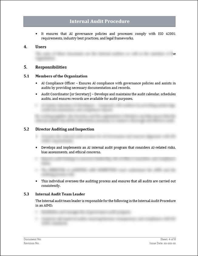 ISO 42001 Internal Audit Procedure Template