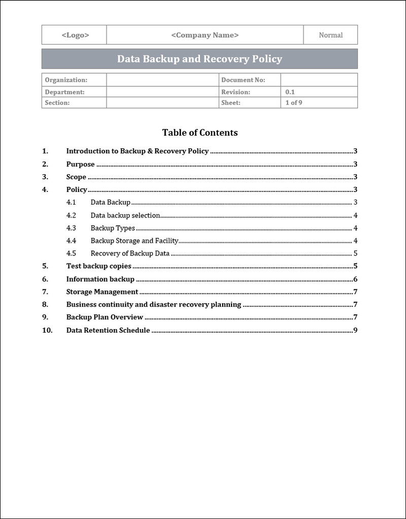 ISO 22301 Documentation Toolkit for Business Continuity