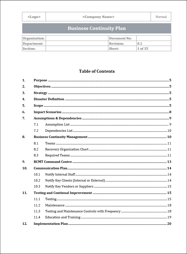 ISO 22301 Documentation Toolkit for Business Continuity