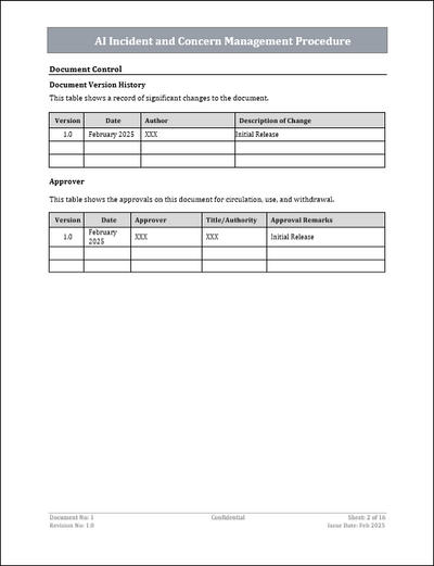 ISO 42001 AI Incident and Concern Management Procedure Template