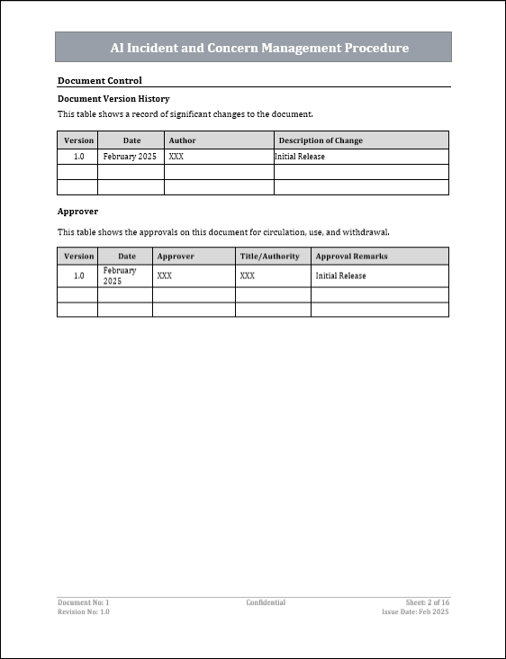 ISO 42001 AI Incident and Concern Management Procedure Template