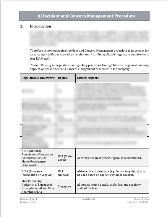 ISO 42001 AI Incident and Concern Management Procedure Template