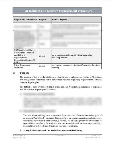 ISO 42001 AI Incident and Concern Management Procedure Template