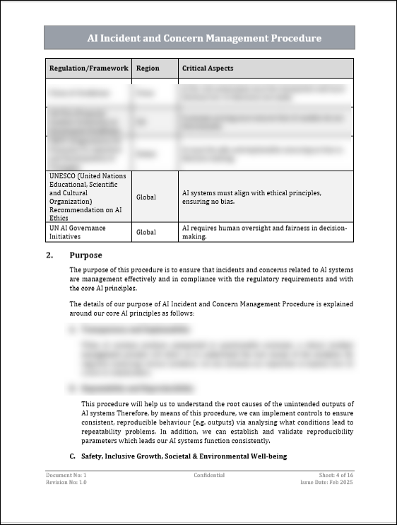 ISO 42001 AI Incident and Concern Management Procedure Template