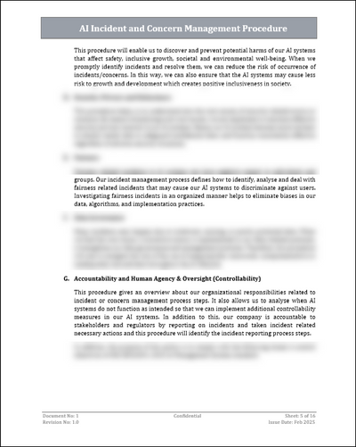 ISO 42001 AI Incident and Concern Management Procedure Template