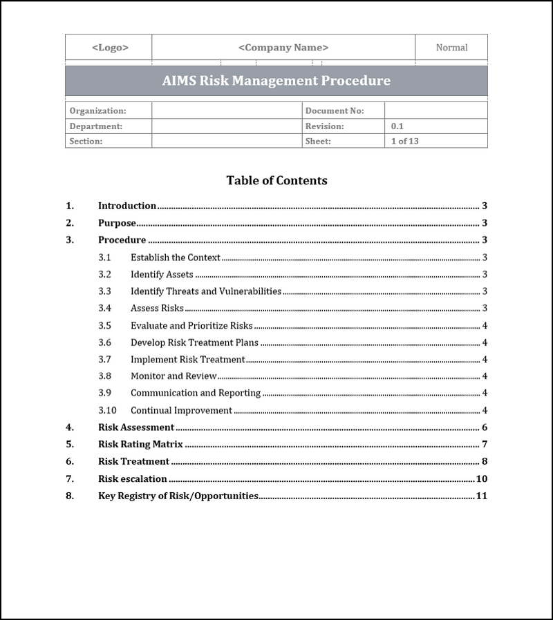 ISO 42001 Risk Management Procedure Template
