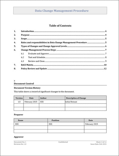 Data Change Management Procedure Template