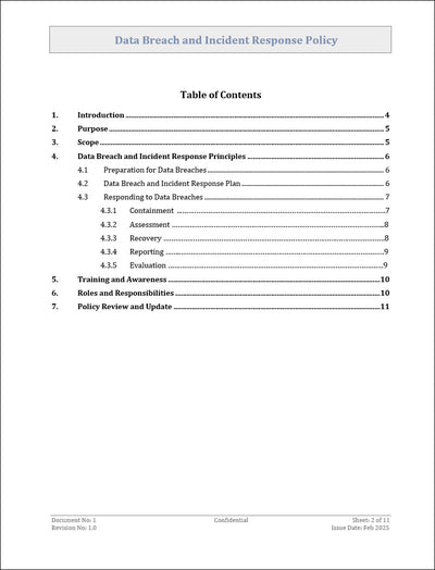 Data Breach and Incident Response Policy Template