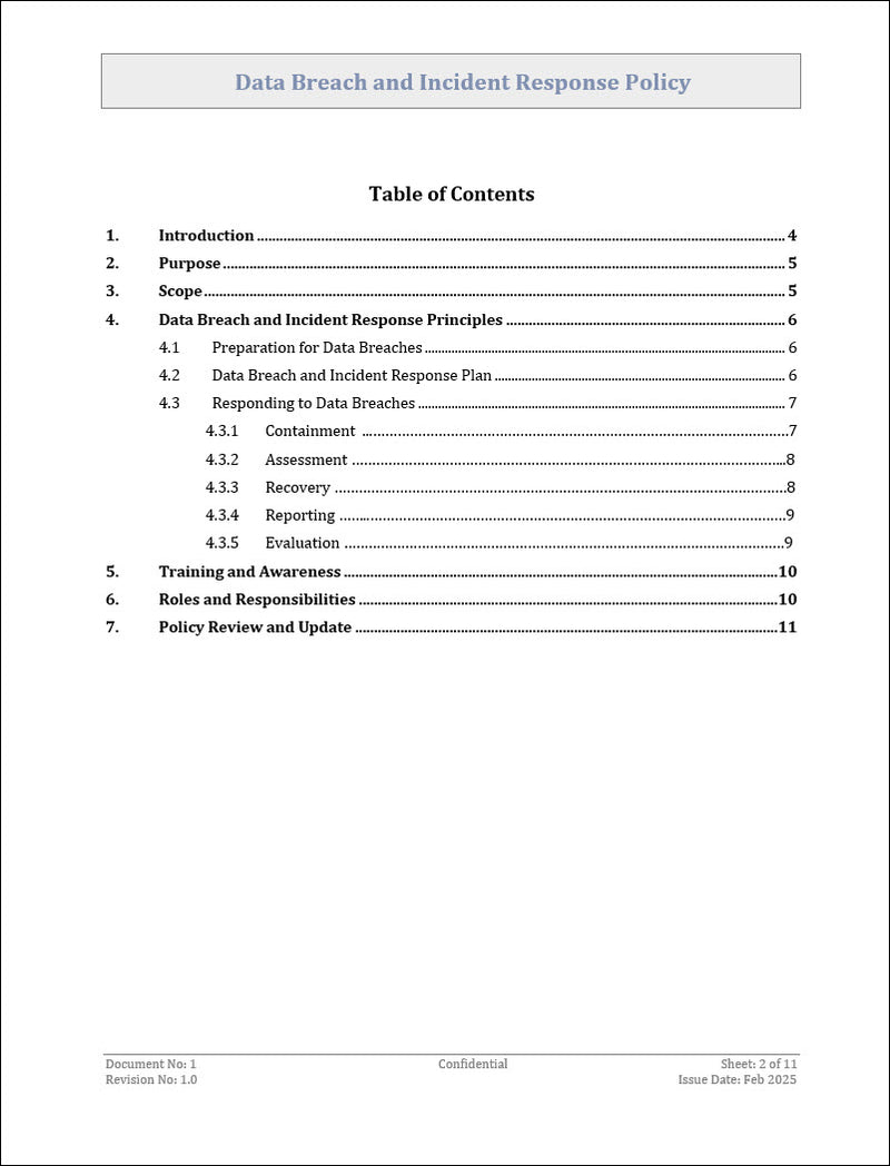 Data Breach and Incident Response Policy Template
