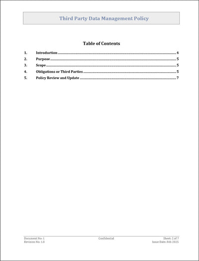 Third Party Data Management Policy Template
