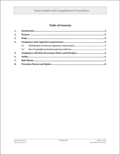 Data Audit and Compliance Procedure Template