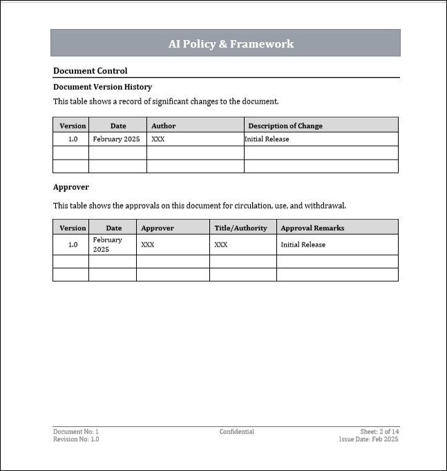 ISO 42001 AI Policy & Framework Template