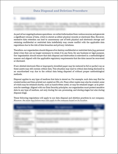 Data Disposal and Deletion Procedure Template