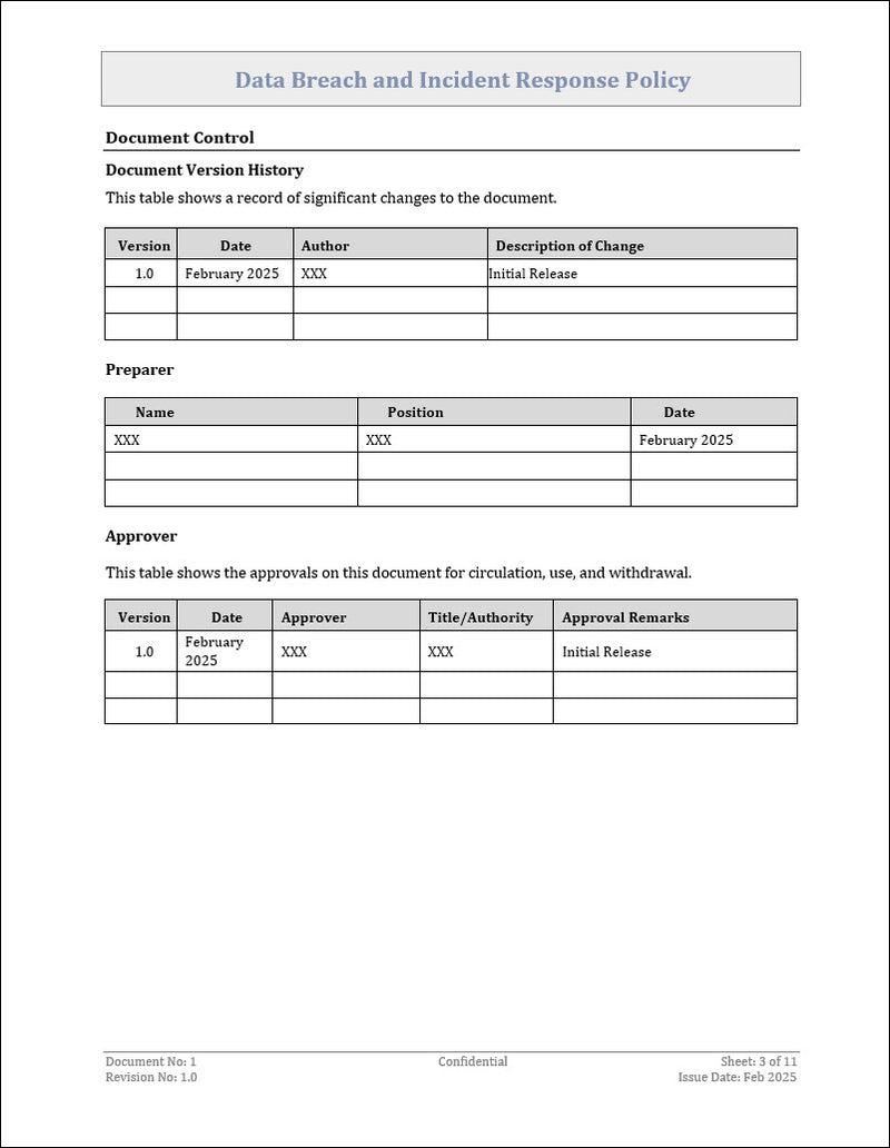 Data Breach and Incident Response Policy Template