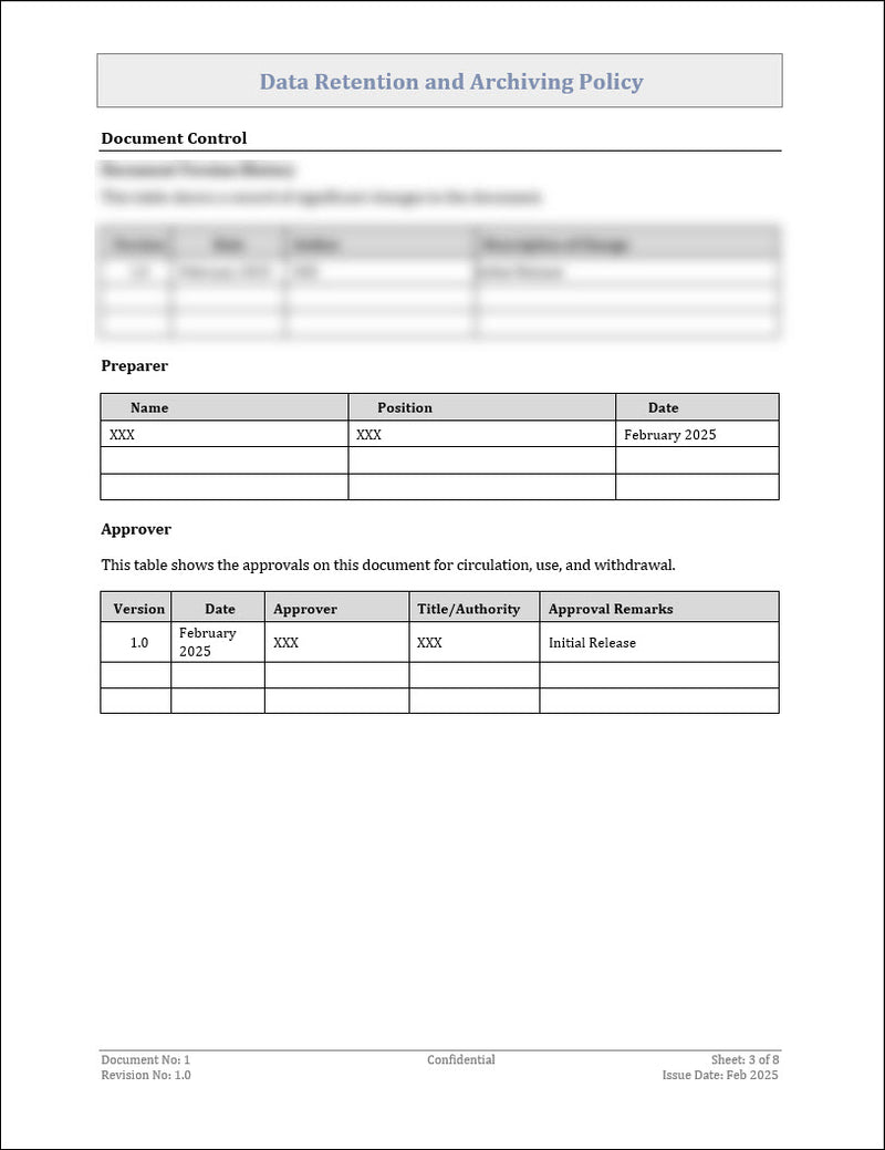 Data Retention and Archiving Policy Template