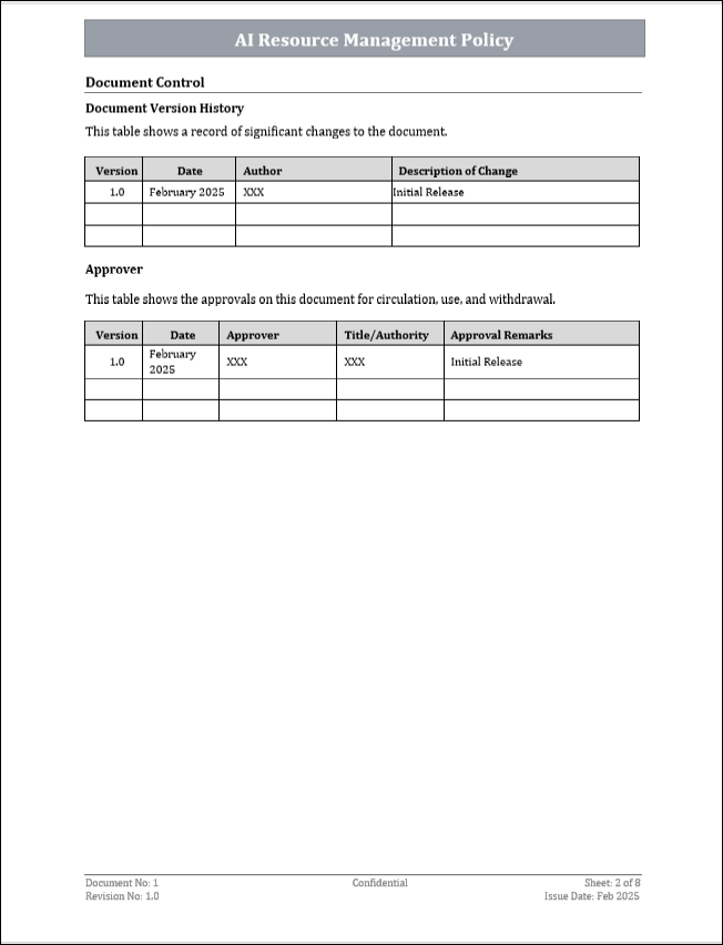 ISO 42001 AI Resource Management Policy Template