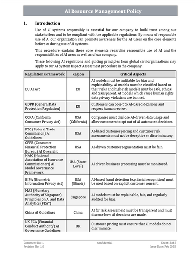 ISO 42001 AI Resource Management Policy Template