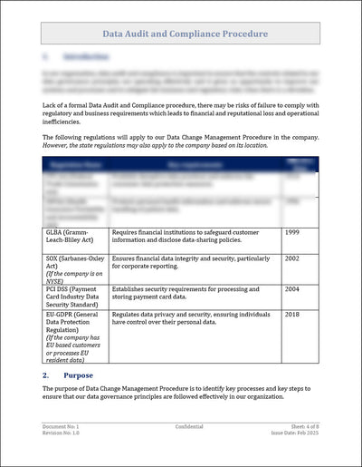 Data Audit and Compliance Procedure Template