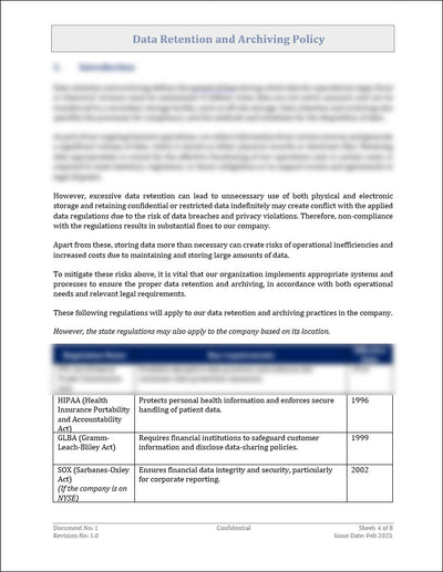 Data Retention and Archiving Policy Template