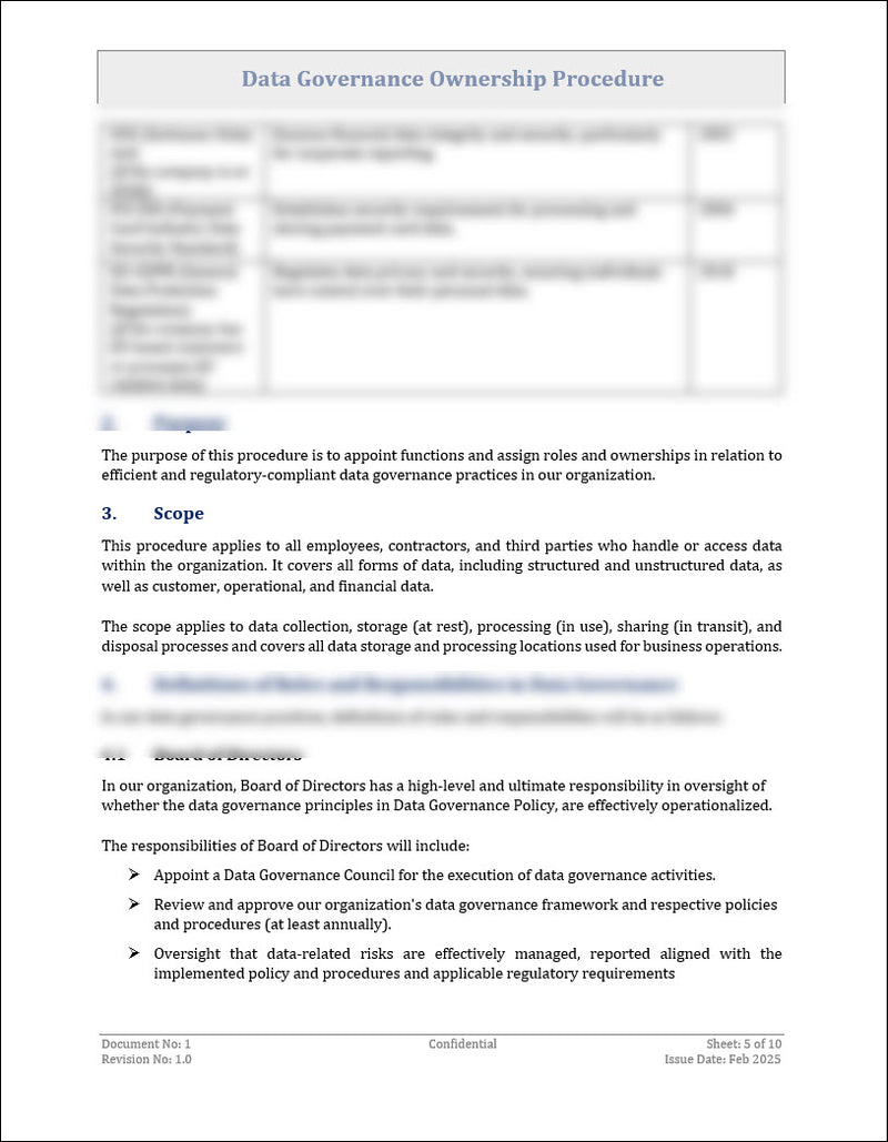 Data Governance Ownership Procedure Template