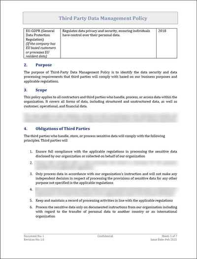 Third Party Data Management Policy Template