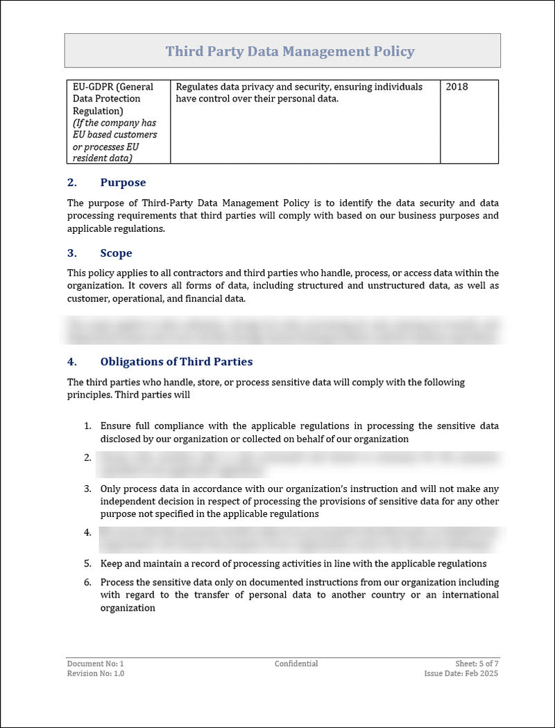 Third Party Data Management Policy Template