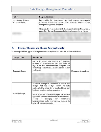 Data Change Management Procedure Template