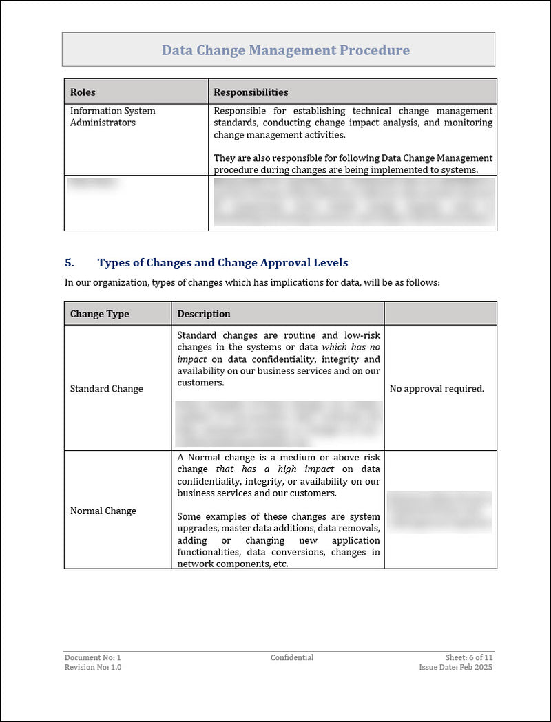 Data Change Management Procedure Template