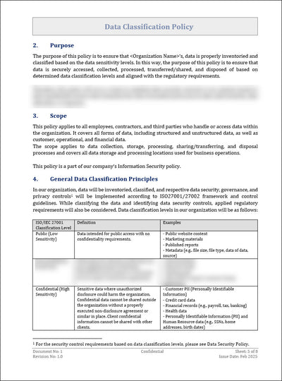 Data Classification Policy Template