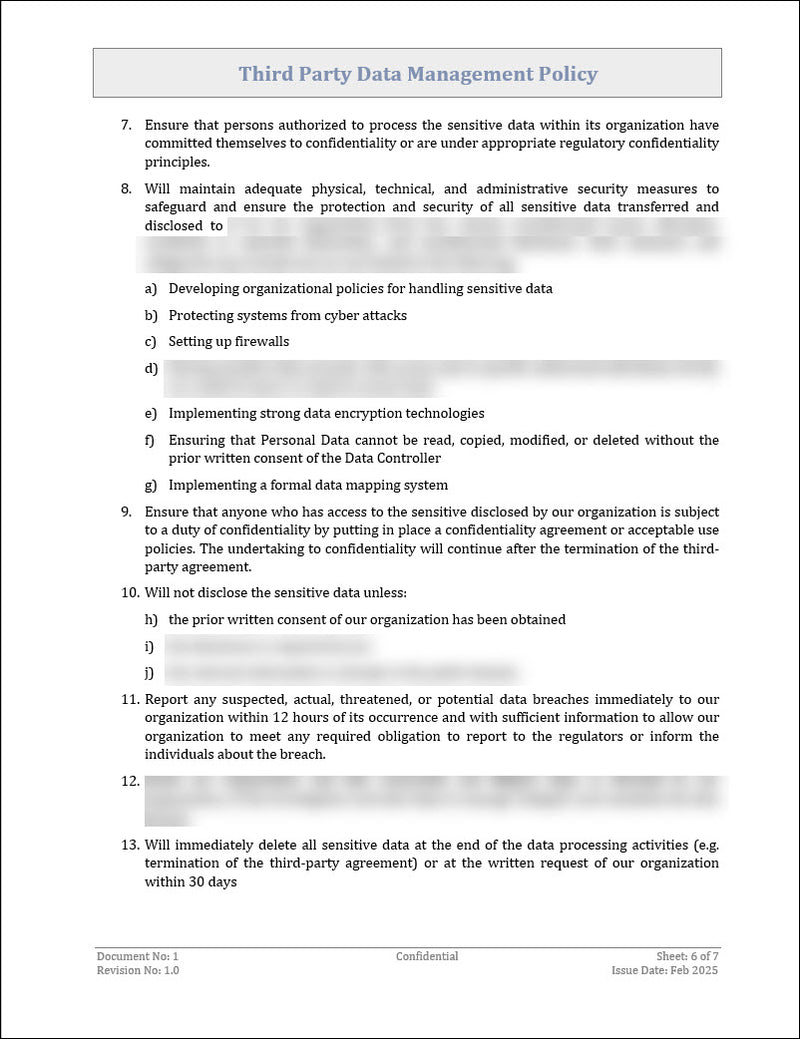 Third Party Data Management Policy Template
