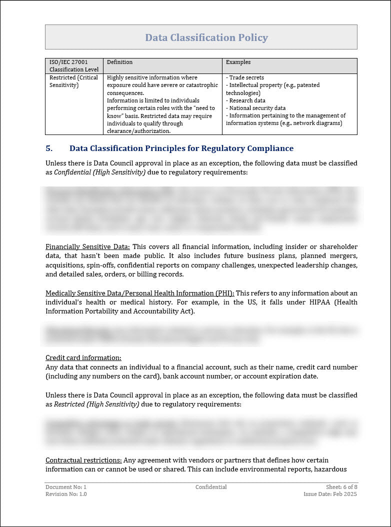Data Classification Policy Template