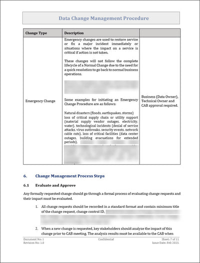 Data Change Management Procedure Template