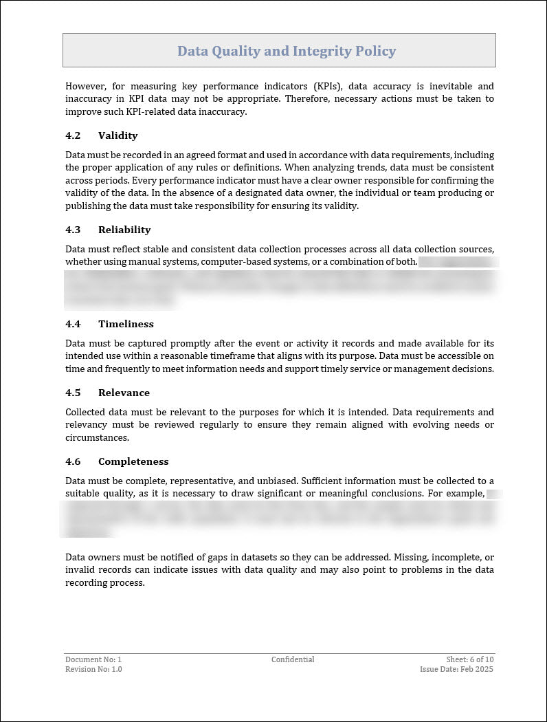 Data Quality and Integrity Policy Template