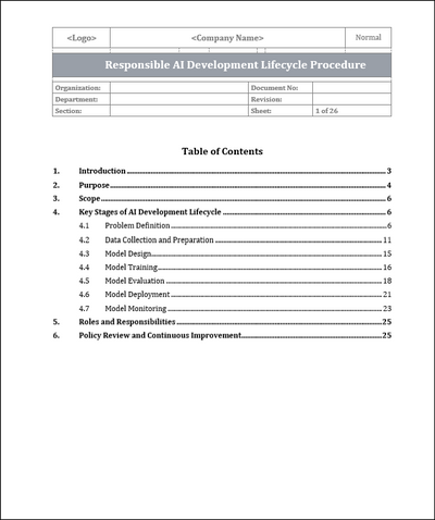 ISO 42001 Responsible AI Development Lifecycle Procedure Template